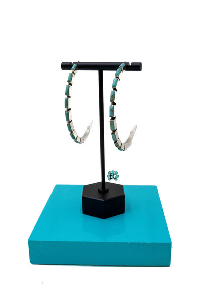 Big and Bright Turquoise Half Hoop Earrings