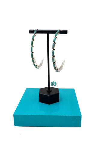 Big and Bright Turquoise Half Hoop Earrings