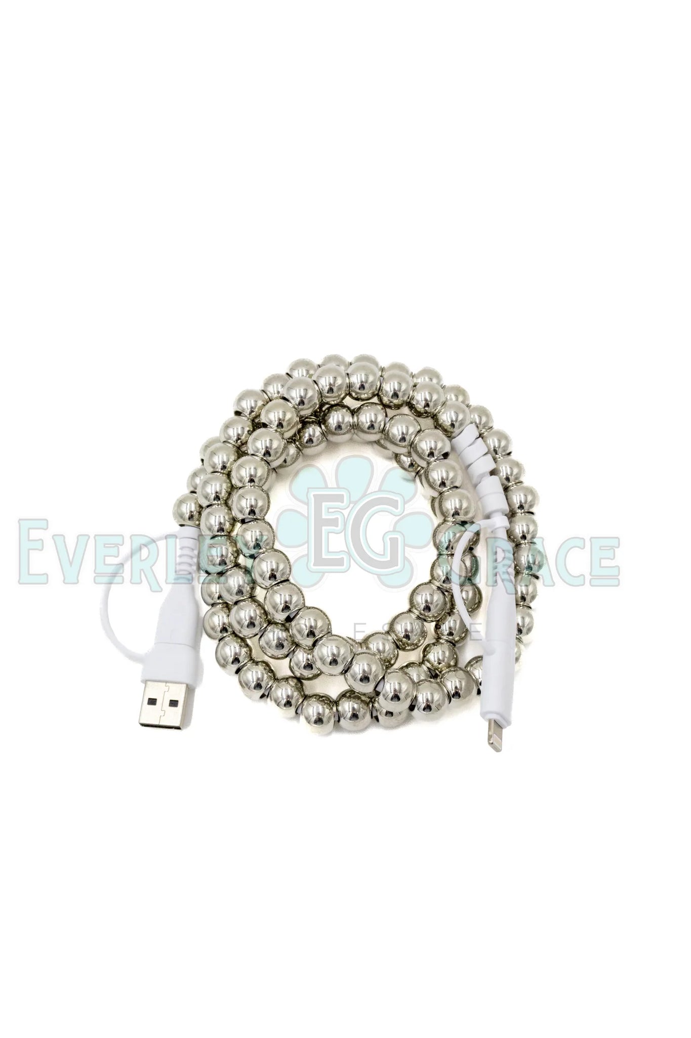 4-in-1 Silver Pearls Beaded Charging Cable