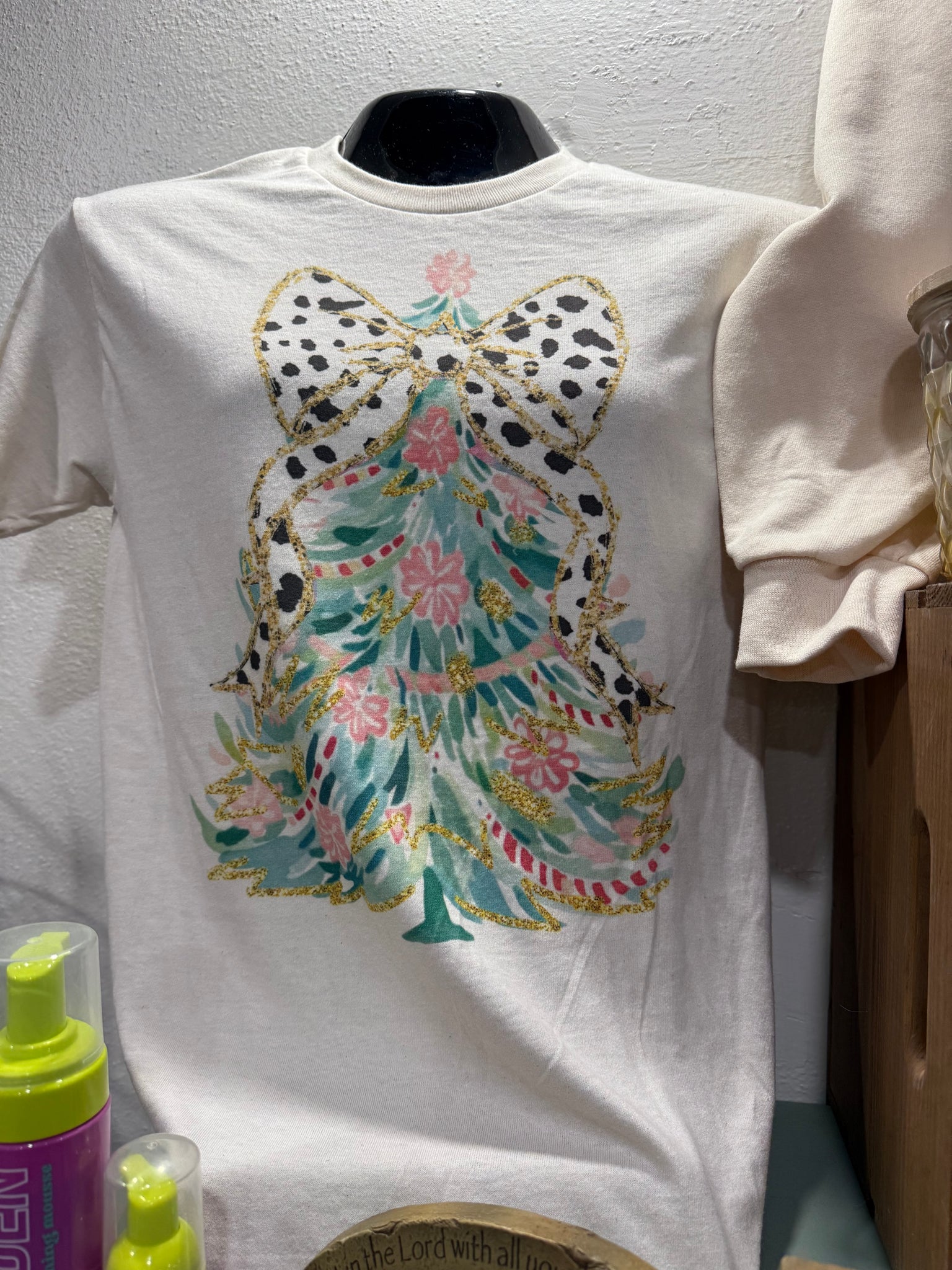 Christmas Tree with Polka Dot Bow Tee