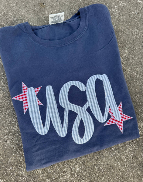 Denim USA Embroidery Tee