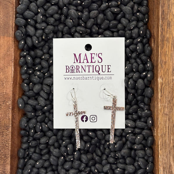 Textured Dangle Cross Earrings