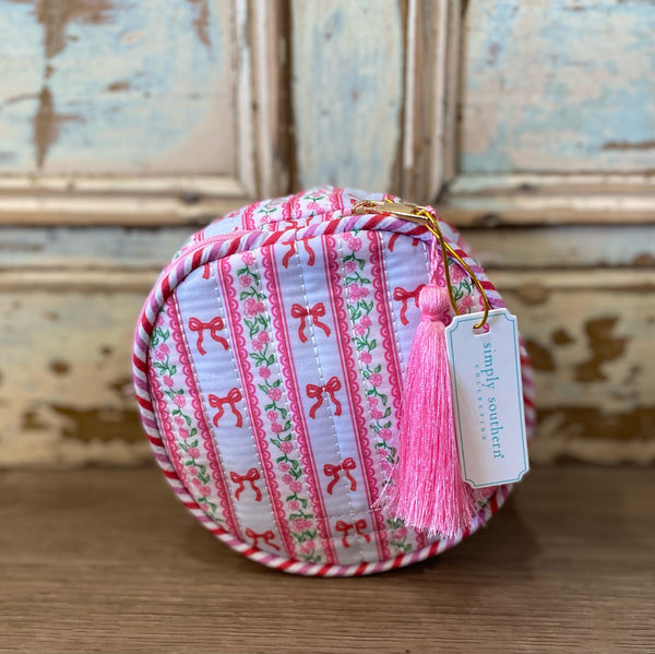 Pink Bow Quilted Tassel Bag