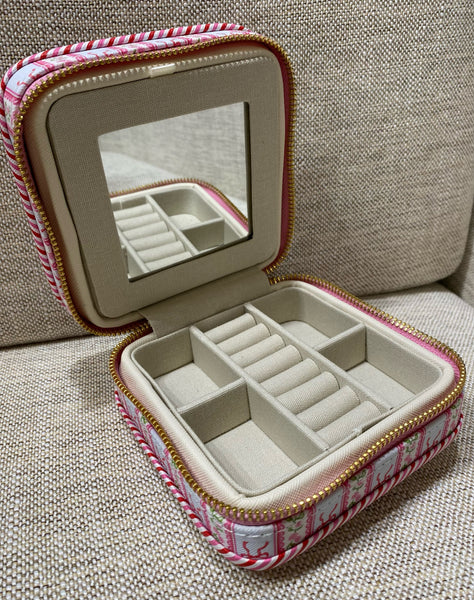 Pink Bow Quilted Tassel Jewelry Case