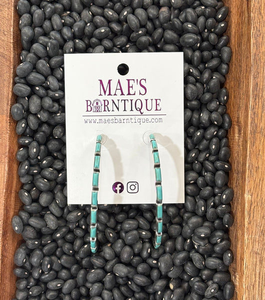 Big and Bright Turquoise Half Hoop Earrings