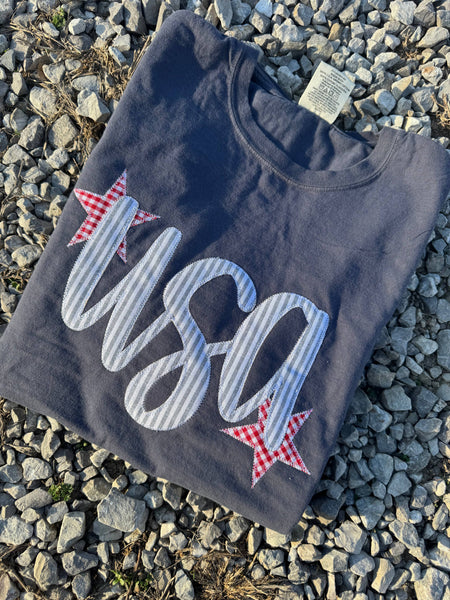 Denim USA Embroidery Tee