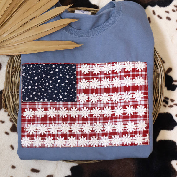American Flag Embroidery Tee