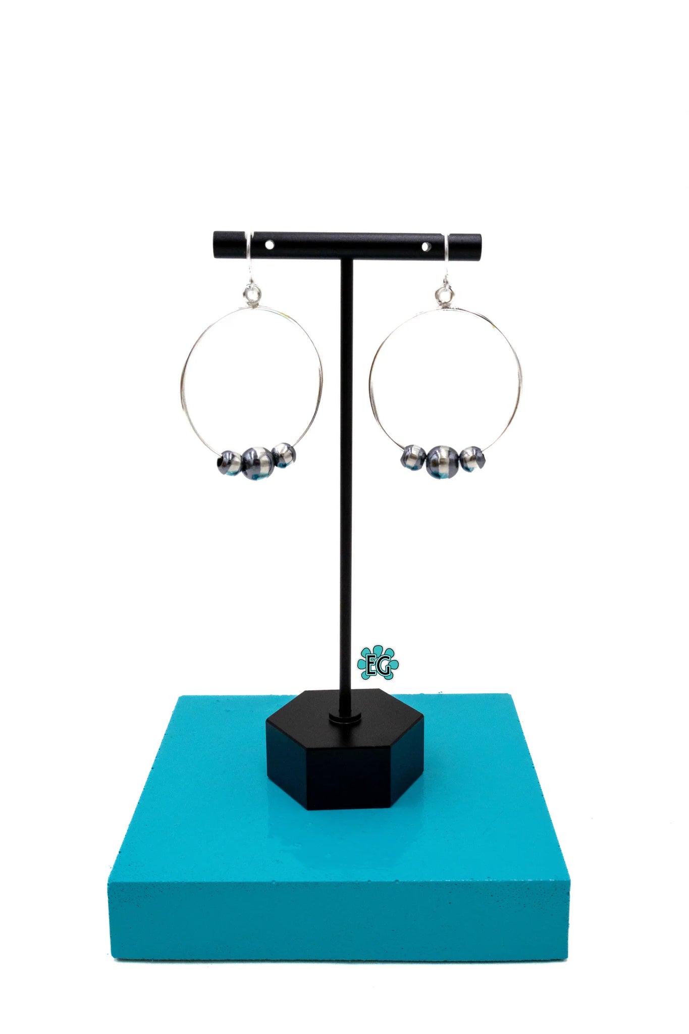 Western Navajo Style Mini Pearl Hoops