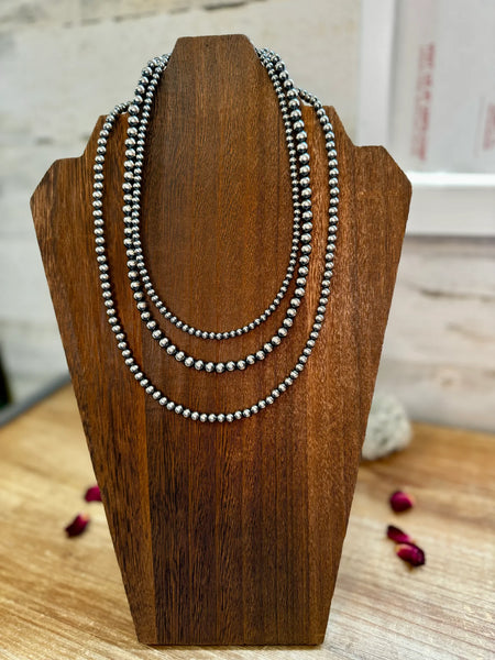 5mm / 20 inch Sterling Silver Pearls Necklace