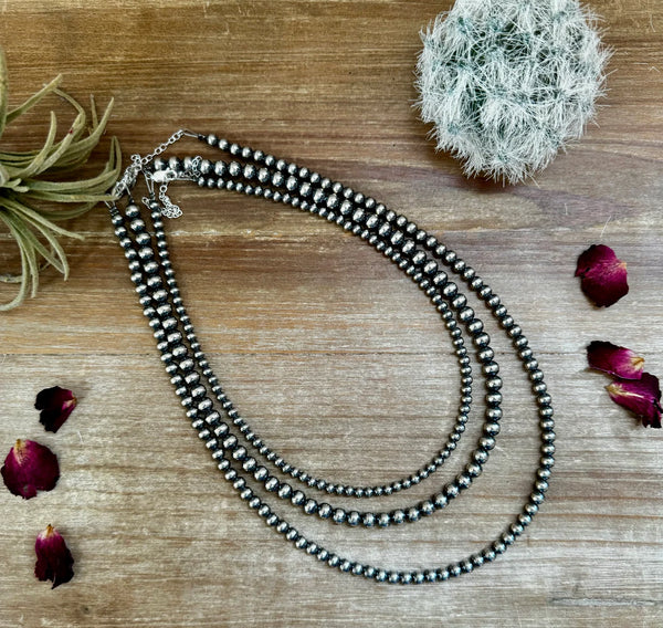 5mm / 28 inch Sterling Silver Pearls Necklace
