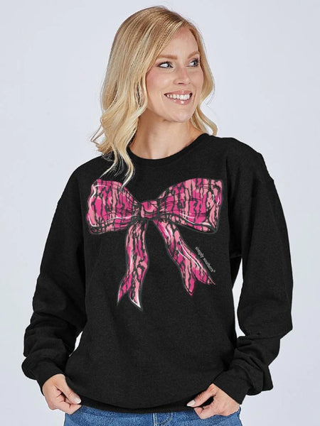Pink Bark Camo Bow Crewneck