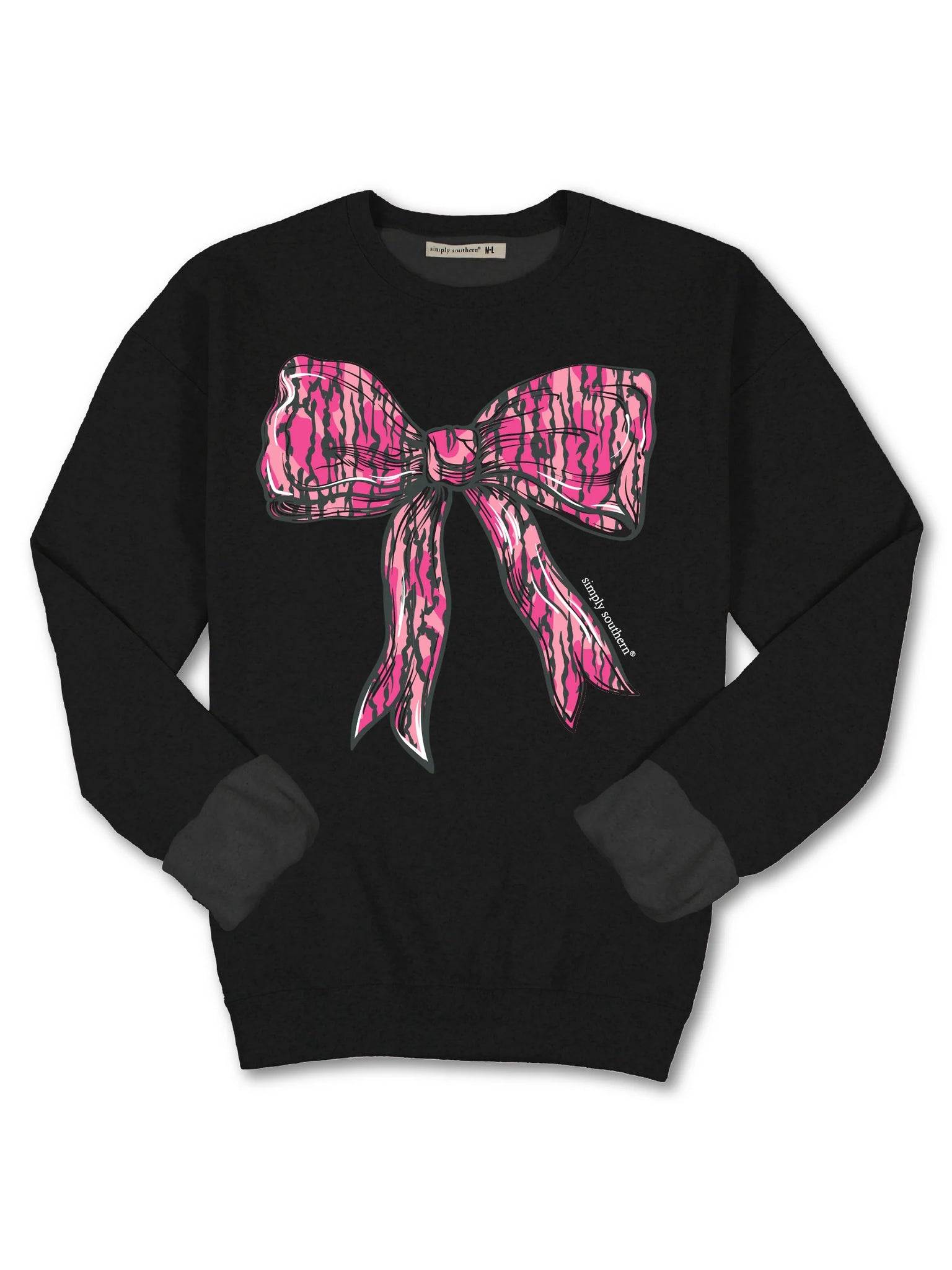 Pink Bark Camo Bow Crewneck