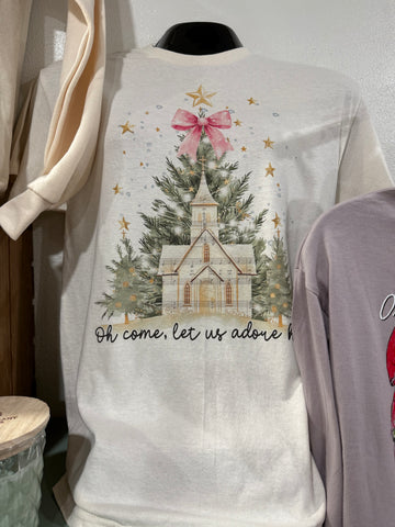 Oh Come Let Us Adore Him Christmas Tee