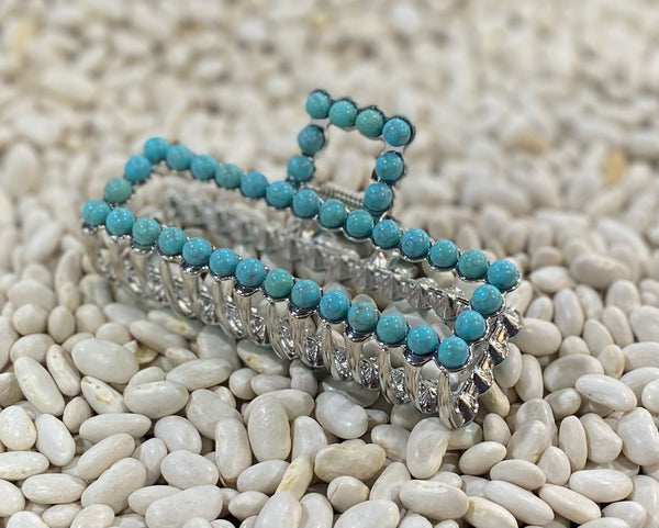Silver Faux Turquoise Rectangle Claw Clip