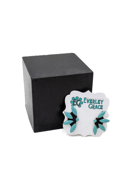 Half Moon Turquoise Cluster Stud Earrings
