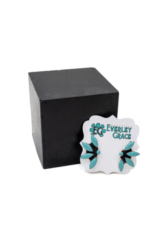 Half Moon Turquoise Cluster Stud Earrings