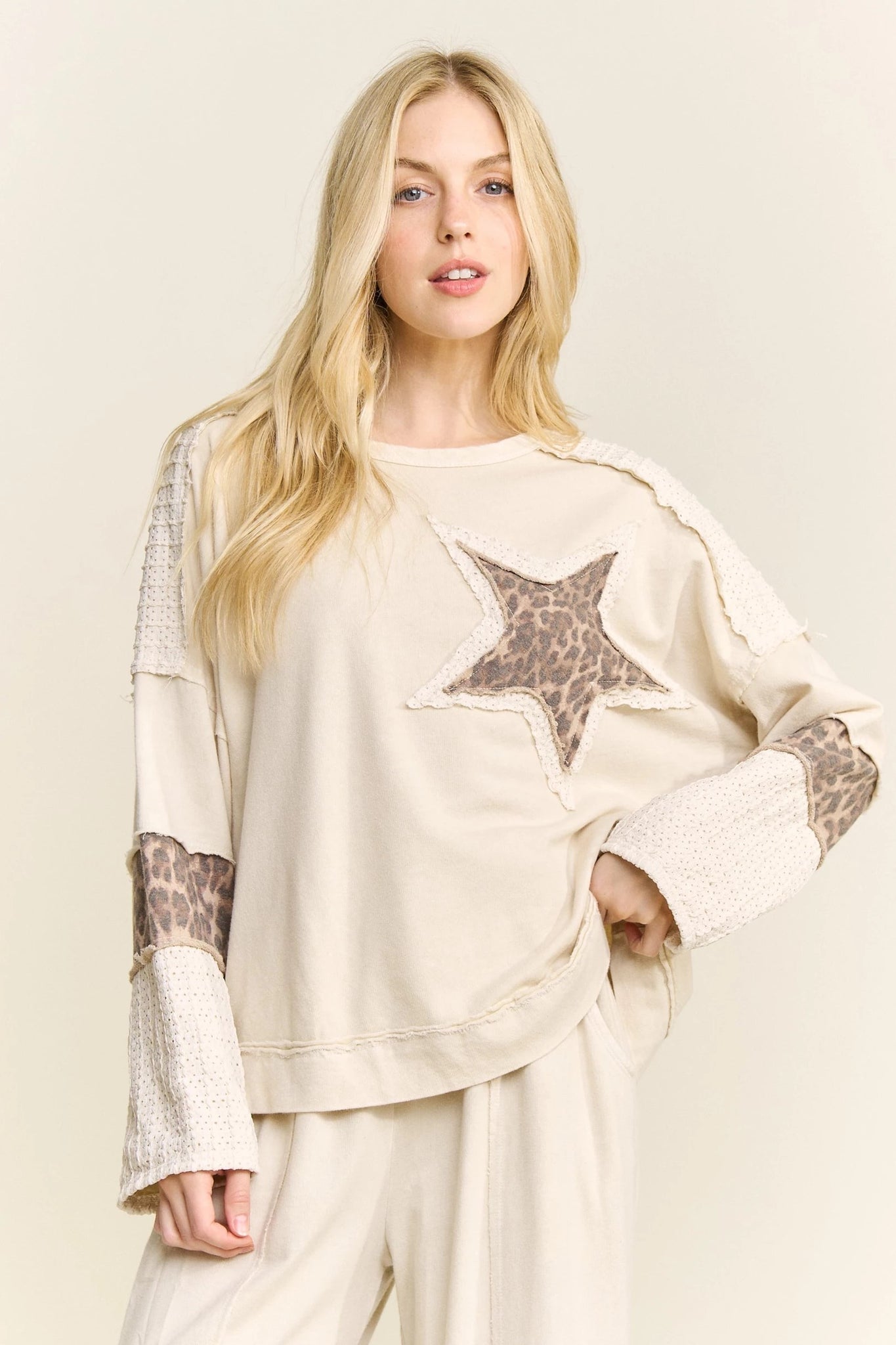 Leopard Star Patched Top - Natural