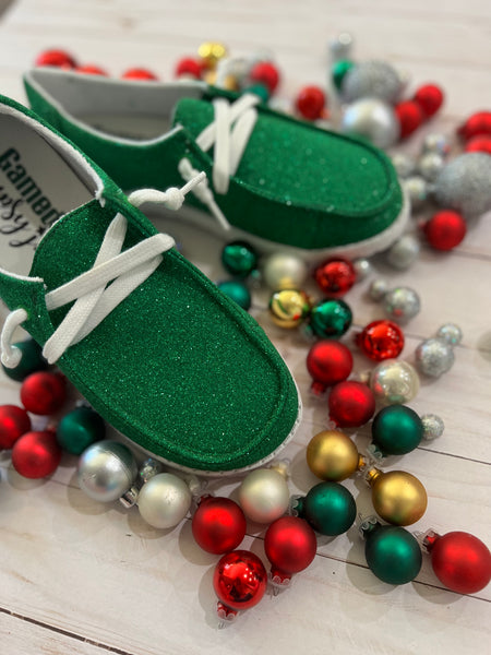 Game Day Green Glitter Gypsy Jazz Shoes