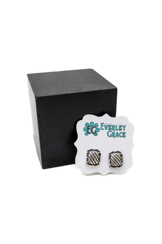 Sterling Silver Scalloped Bubble Border Stud Earrings