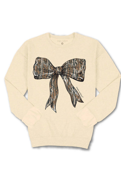 Bark Camo Bow Cream Crewneck