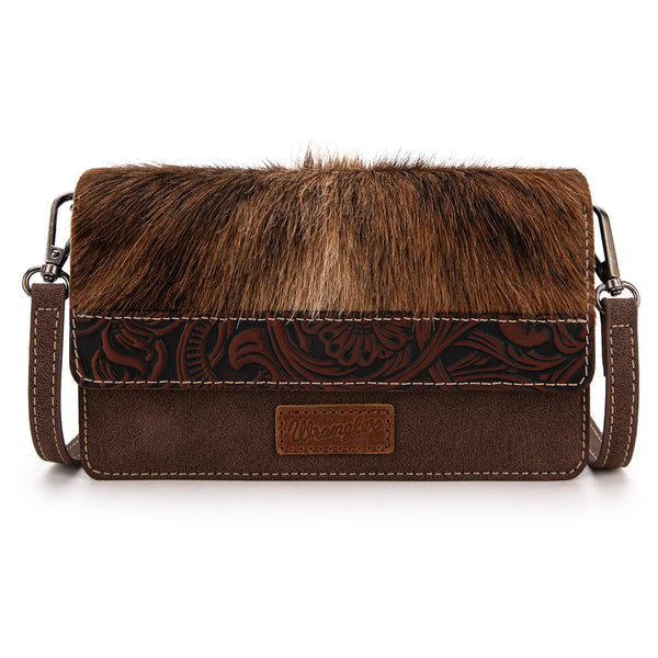 Genuine Hair-On Cowhide Wallet/Crossbody -Coffee