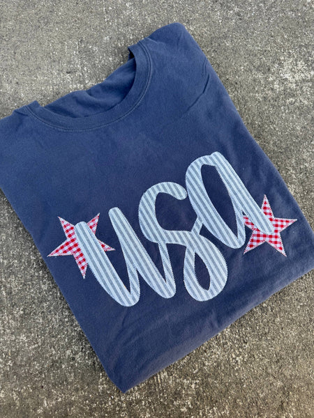 Denim USA Embroidery Tee