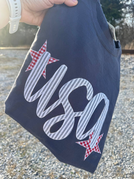 Denim USA Embroidery Tee