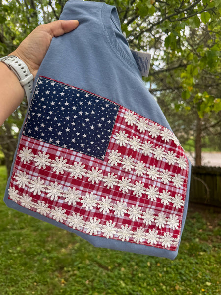 American Flag Embroidery Tee