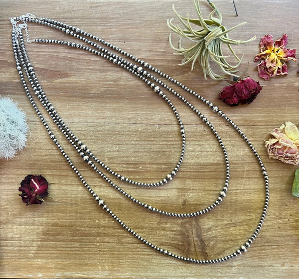 32 inch Graduated Sterling Silver Pearls Necklace