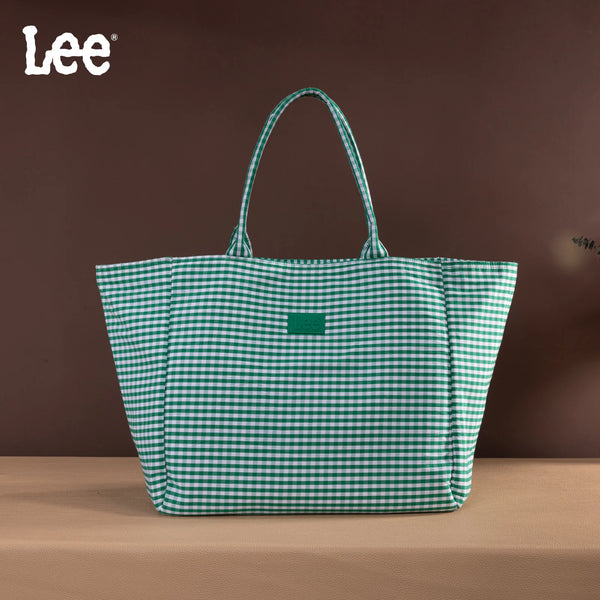 LEE Plaid Cotton Tote/ Extra Large Tote Green