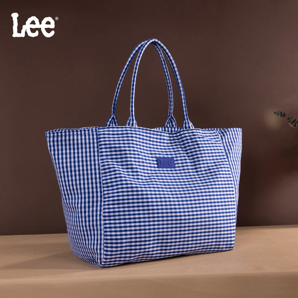 LEE Plaid Cotton Tote/ Extra Large Tote Navy