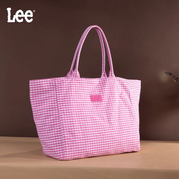 LEE Plaid Cotton Tote/ Extra Large Tote Pink