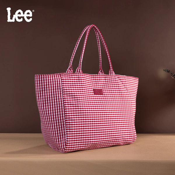 LEE Plaid Cotton Tote/ Extra Large Tote Red