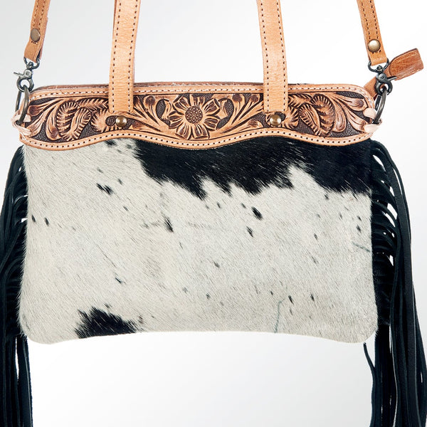 Cowhide and Tooled Leather Crossbody
