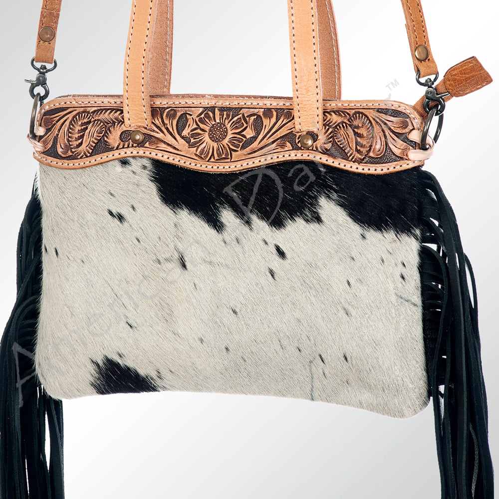 Cowhide and Tooled Leather Crossbody