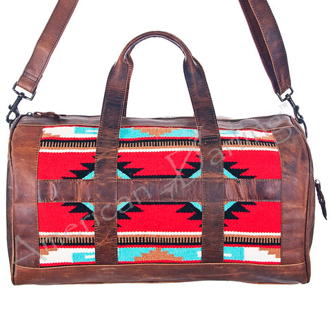 Red Aztec Saddle Blanket Duffel Bag