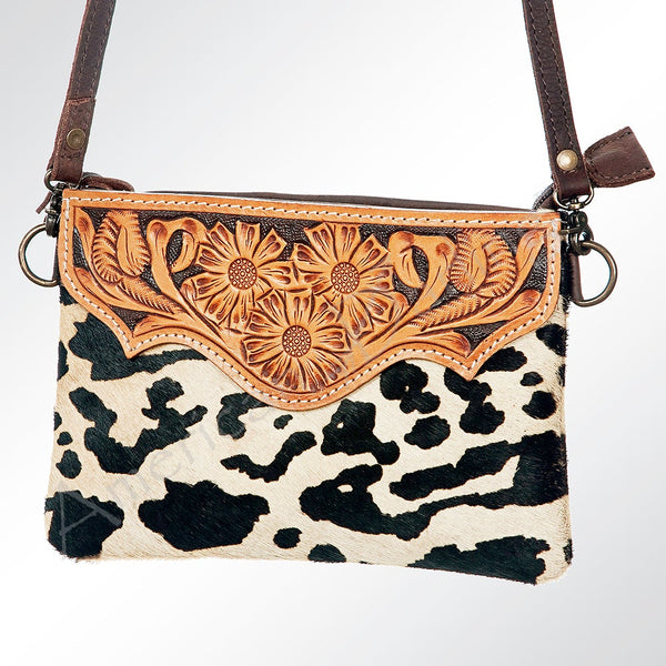 Small Leopard Crossbody with Tooled Leather