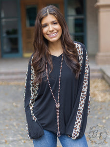 Black and Leopard Go Girl Long Sleeve Top