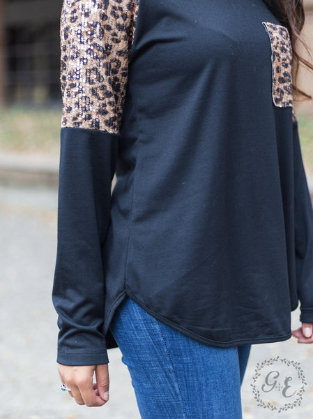 Black Shimmery Leopard Long Sleeve