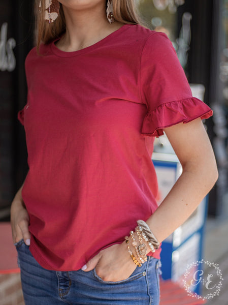 Red Readily Ruffled Top