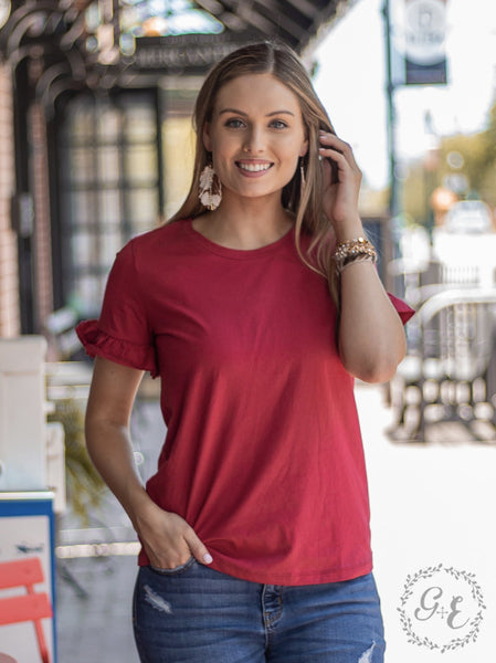 Red Readily Ruffled Top