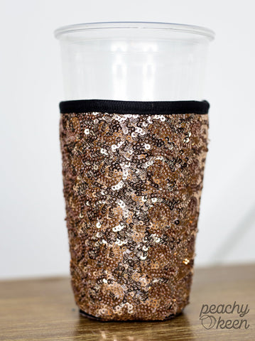 Rose Gold Sequin Handle Cooler