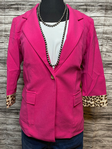 Hot Pink Blazer with Leopard
