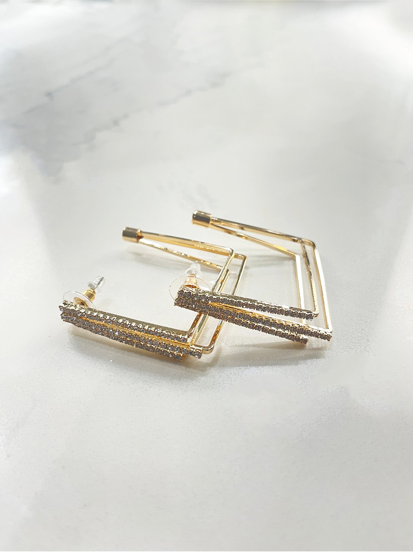 Back in the City Gold Square Hoop Earrings