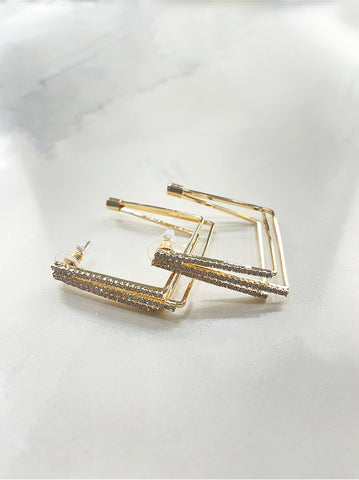 Back in the City Gold Square Hoop Earrings