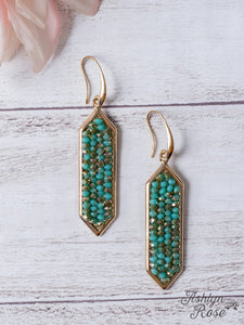 Night Out Turquoise Rhinestone Earrings