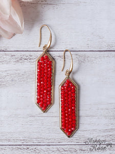 Night Out Red Rhinestone Earrings