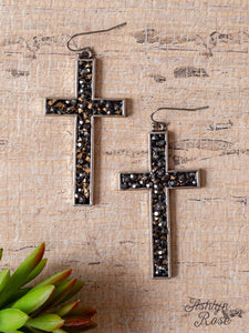 Path to Love Black Cross Earrings