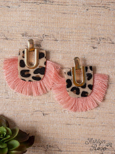 Fabulous Pink Fringe Leopard Earrings