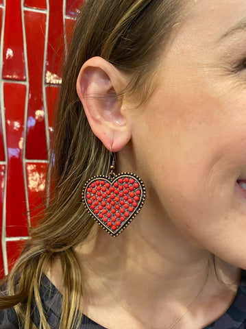 Achy Breaky Heart Red Earrings